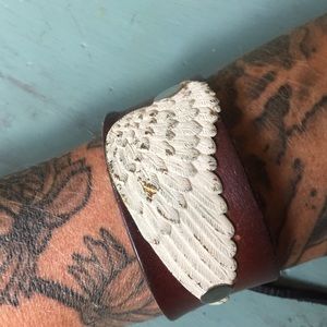 Leather cuff bracelet.